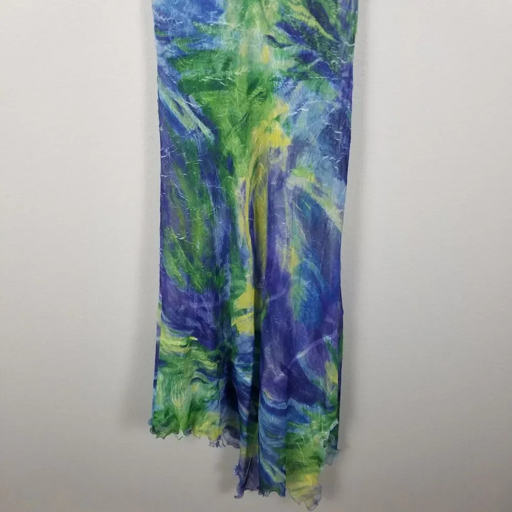 Komarov Purple Blue Green Sheer Dress Sz XL Item #9517 - Picture 12 of 14